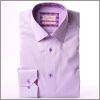 Chemise lilas � col et poignets � carreaux violets et bleus