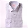 Chemise � carreaux blancs et gris, col et poignets blancs