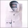 Chemise blanche à col et poignets à motifs bleus