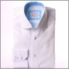 Chemise blanche à col et poignets à motifs bleu ciel