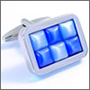 Rectangle cufflinks with blue cat's eyes