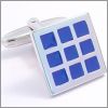 Square cufflinks with blue checks