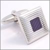 Ribbed square cufflinks with a grey enamel core