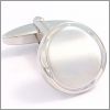 Brushed waved round cufflinks with a polished frame