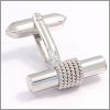 Rhodium cabled bar cufflinks