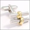 Double bars cufflinks with a gilded knot
