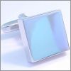Rhodium square cufflinks