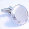 Rhodium round cufflinks with a brushed core