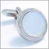 Oval cufflinks with screws and a mother of pearl core