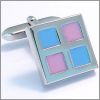 Square blue & pink checkered cufflinks