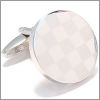 Round cufflinks with mat and shiny chessboard