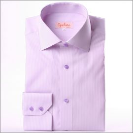 Chemise cintrée à rayures blanches et mauves