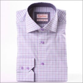 Chemise à carreaux mauves et bleus