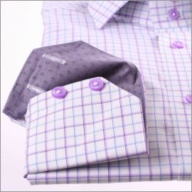 Chemise à carreaux mauves et bleus