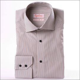 Chemise à rayures beiges et marrons