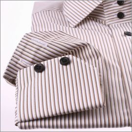 Chemise à rayures beiges et marrons