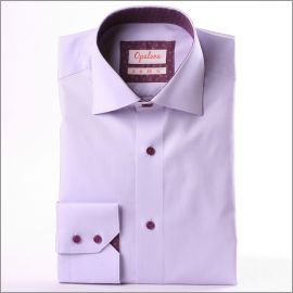 Chemise mauve à col et poignets à motifs prunes