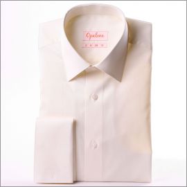 Chemise ivoire tissu gabardine à poignets mousquetaires