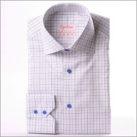 Chemise blanche à carreaux bleus 
