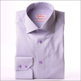Chemise blanche à rayures mauves