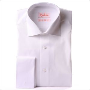 White gabardine french cuff shirt