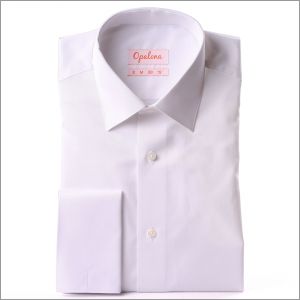 White gabardine french cuff shirt 