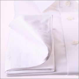 White gabardine french cuff shirt 