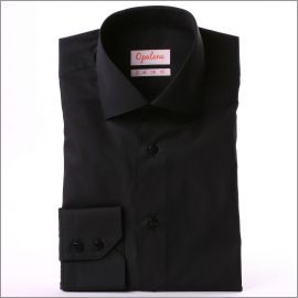 Chemise noire tissu popeline