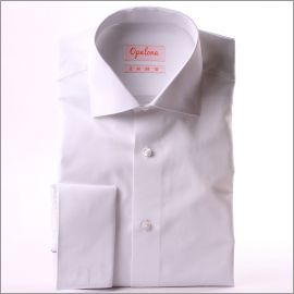 Chemise blanche à poignets mousquetaires tissu popeline