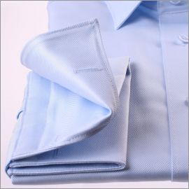 Light blue twill french cuff shirt with a classic collar