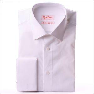 White poplin french cuff shirt