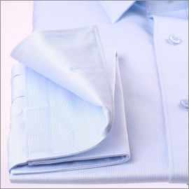 Light blue gabardine french cuff shirt