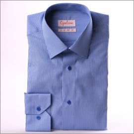 Chemise à rayures bleu clair et bleu moyen