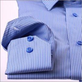 Chemise à rayures bleu clair et bleu moyen