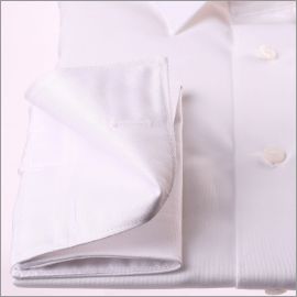 White french cuff shirt with small red patterns collar 