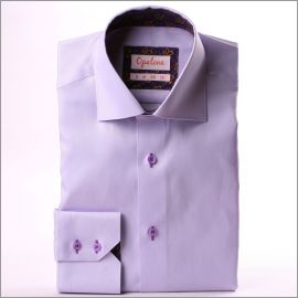 Chemise mauve à col et poignets à motifs fleuris violets