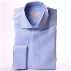 Chemise bleu clair tissu twill à poignets mousquetaires