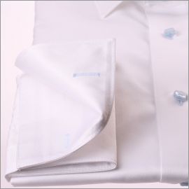 White french cuff shirt with blue floral collar