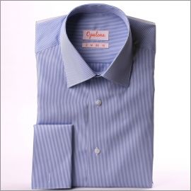 Thin blue and white stripes french cuff shirt