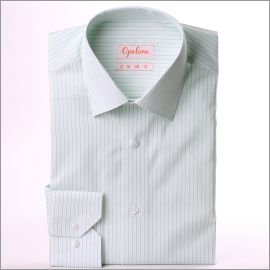 Chemise blanche à fines rayures vertes