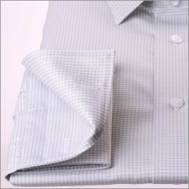 Grey and white gingham french cuff shirt