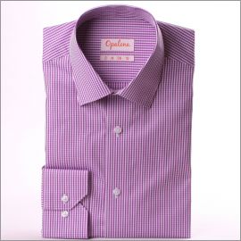 Chemise à carreaux blancs et mauves