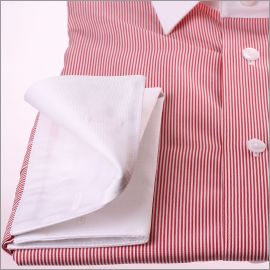White and red stripes french cuff shirt with white collar and cuffs