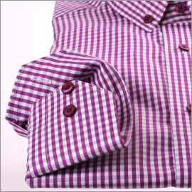Camisa a cuadros blanco y morado