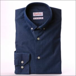 Denim shirt with a button-down collar