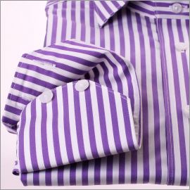 Chemise tissu stretch à rayures blanches et violettes