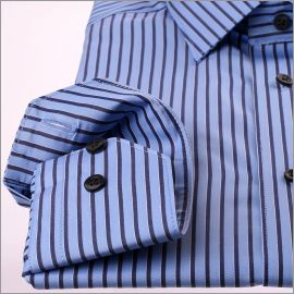Blue shirt with grey-blue stripes