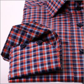 Orange and blue checkered shirt
