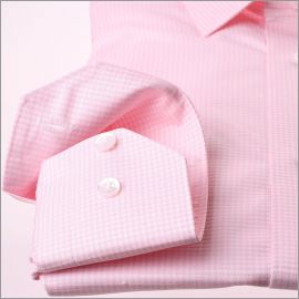 Rosa och vit gingham rutig skjorta
