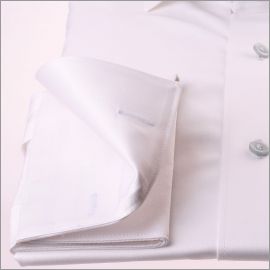 White french cuff shirt with a grey and black floral collar
